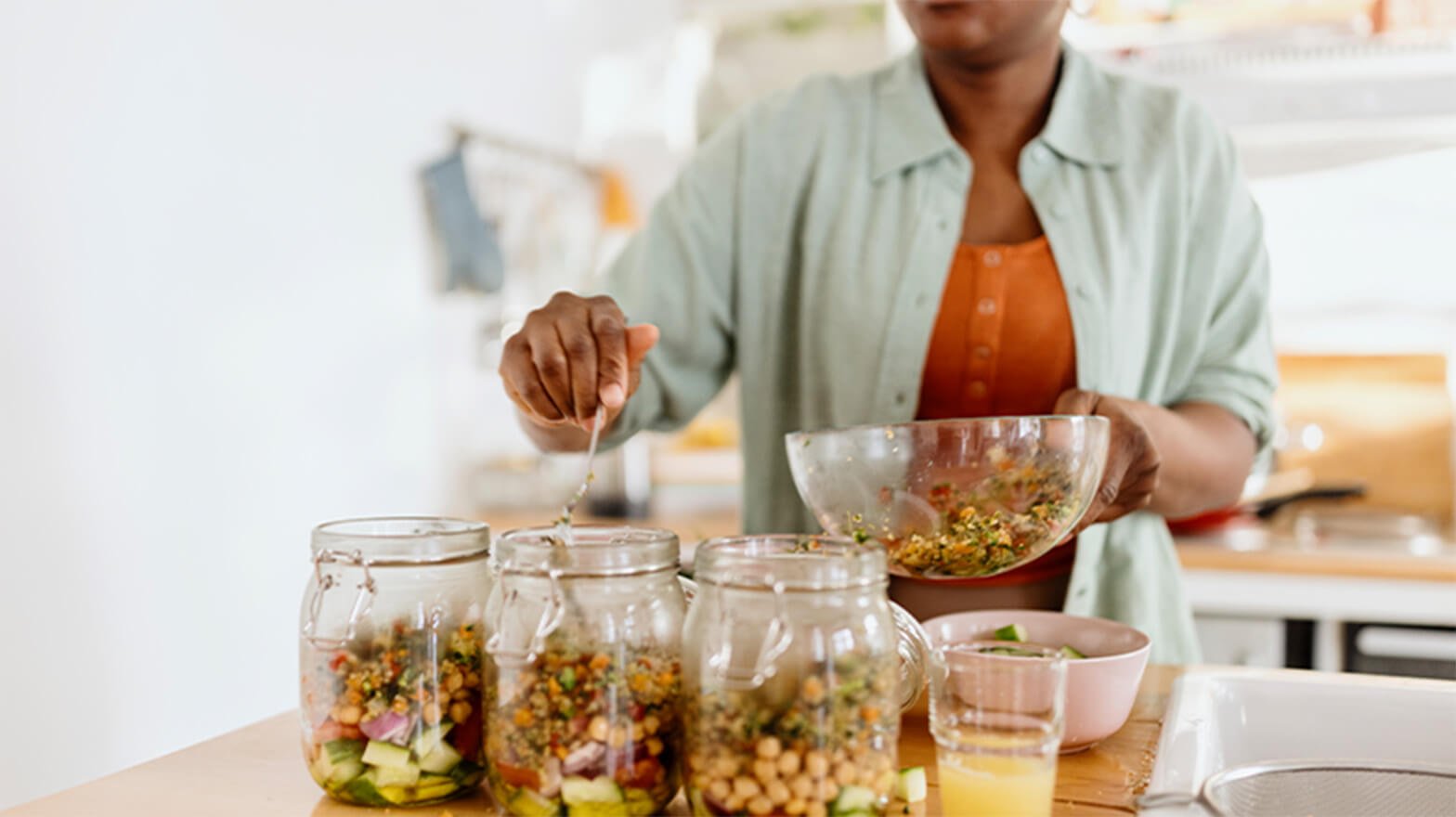 A person meal prepping for the week