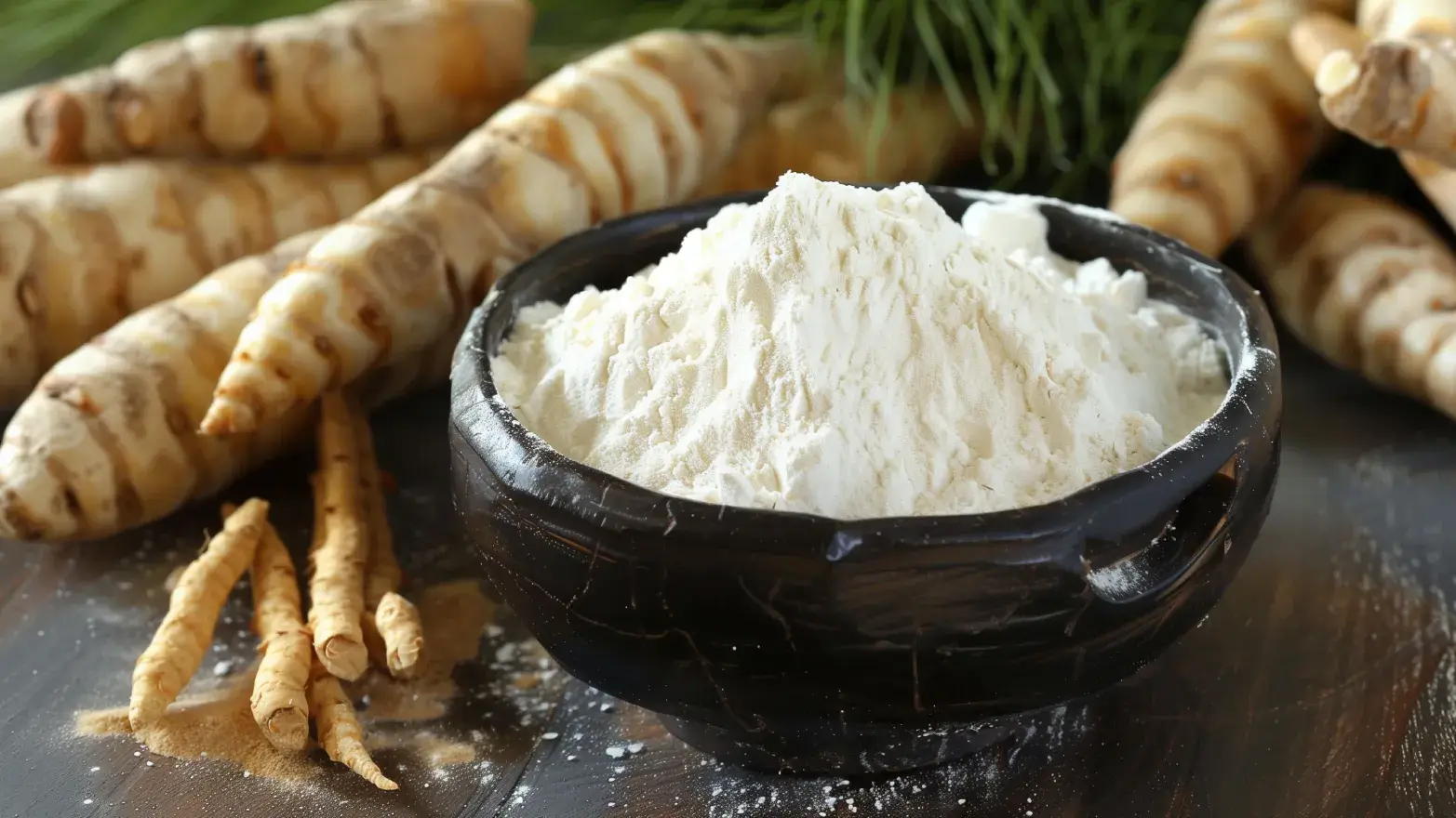 Stock image of arrowroot powder