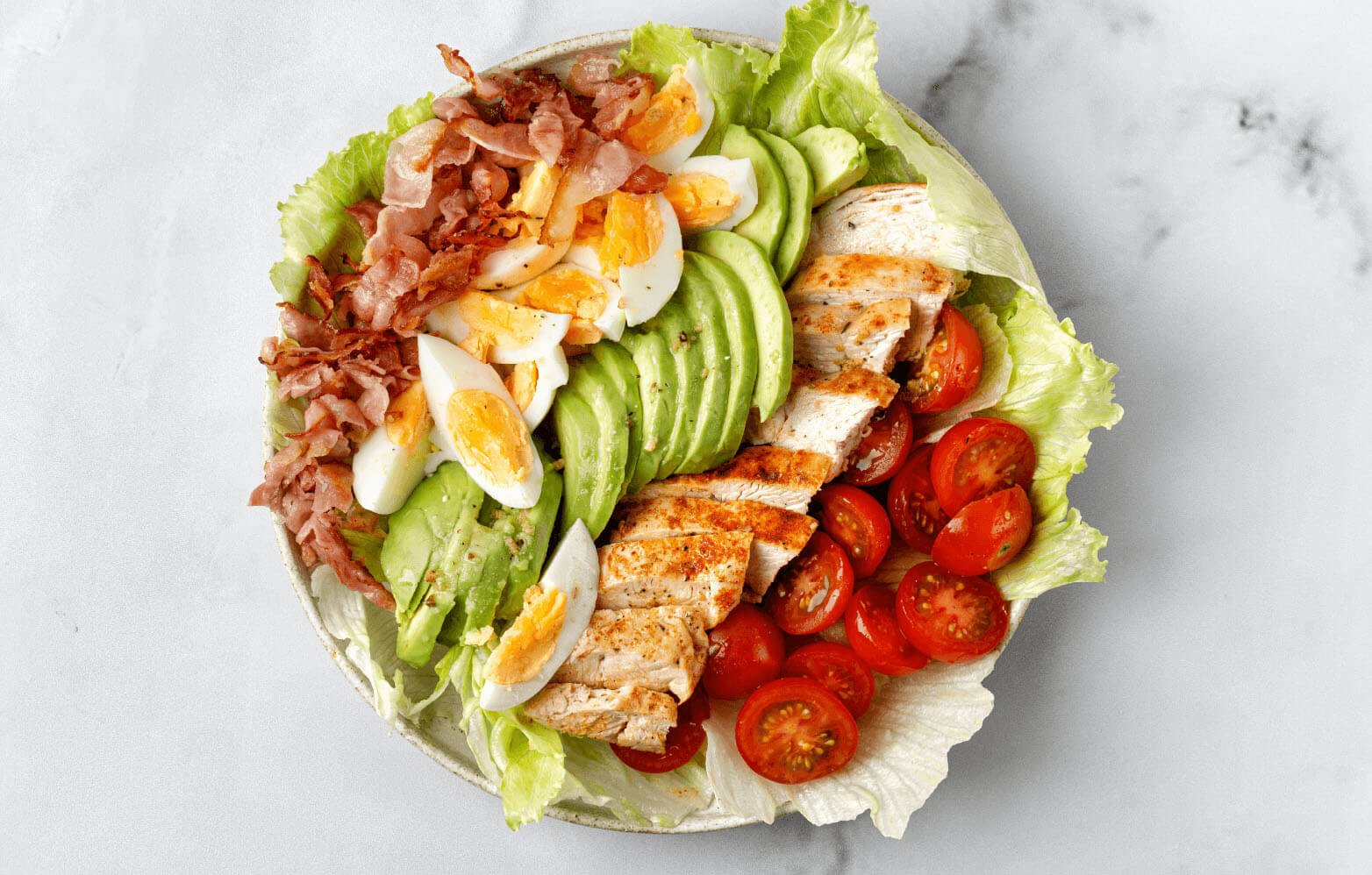 Stock image of cobb salad with hard boiled egg