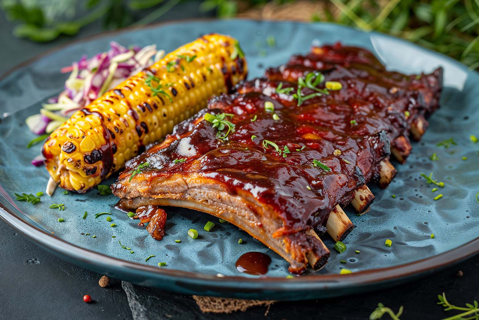 Slow-cooked ribs for a BBQ