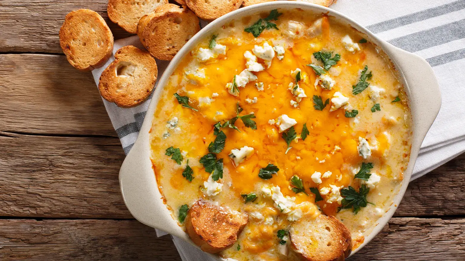 creamy, cheesy buffalo chicken dip for Superbowl