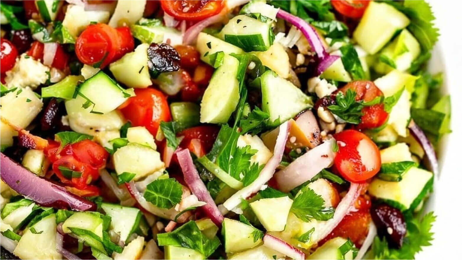 Large serving of Israeli salad for Shabbat