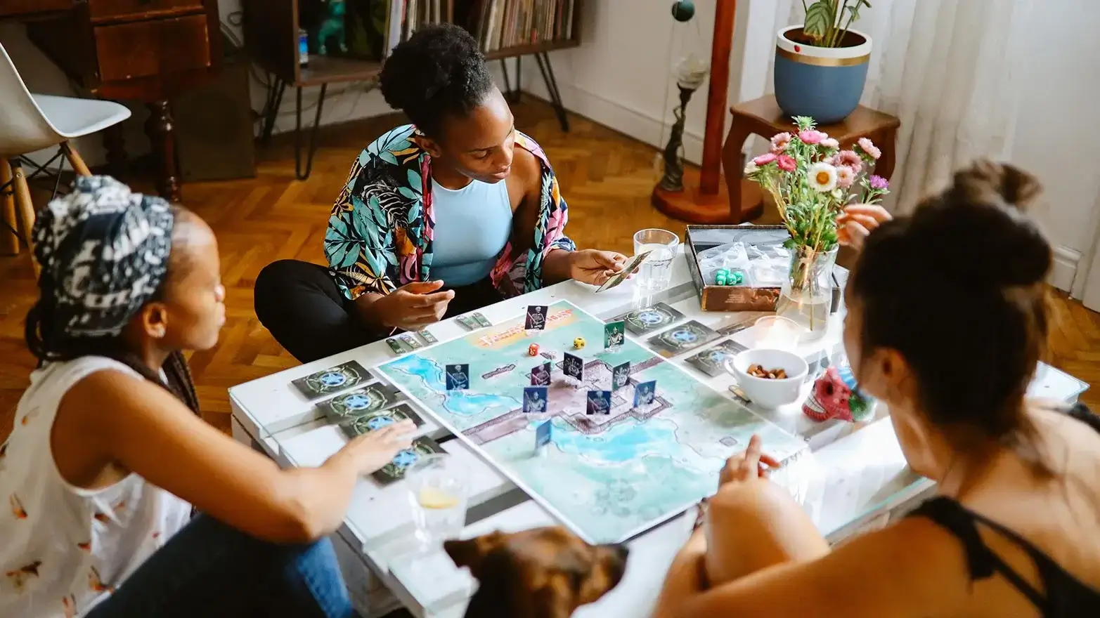 Galentine’s Day card and board games.