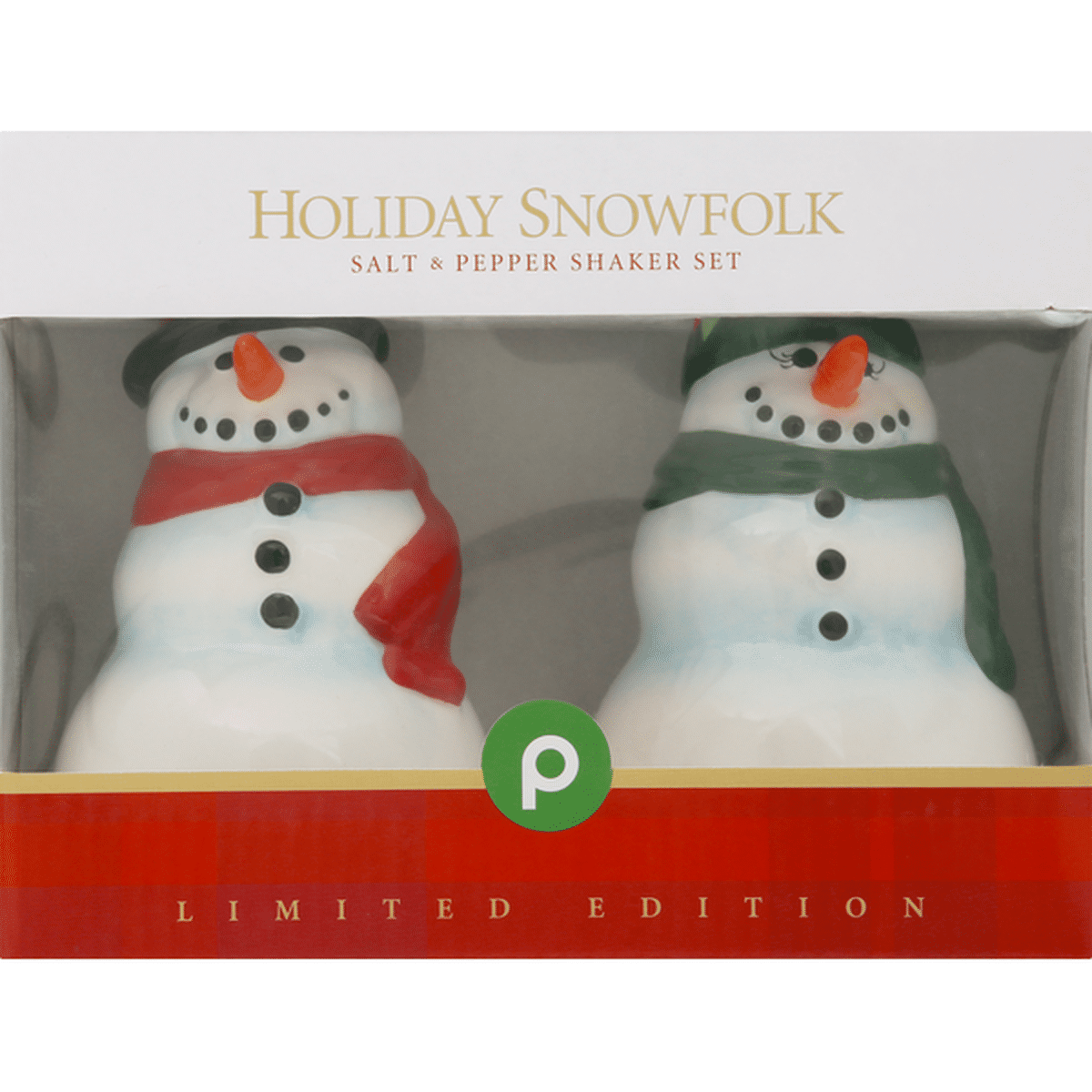 Publix Salt & Pepper Shaker Set, Holiday Snowfolk