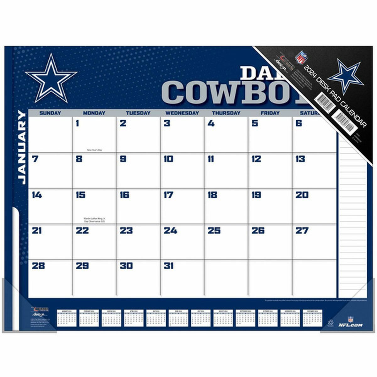 Turner Licensing 2024 NFL Dallas Cowboys Desk Calendar, 22 x 17 Inch (1 