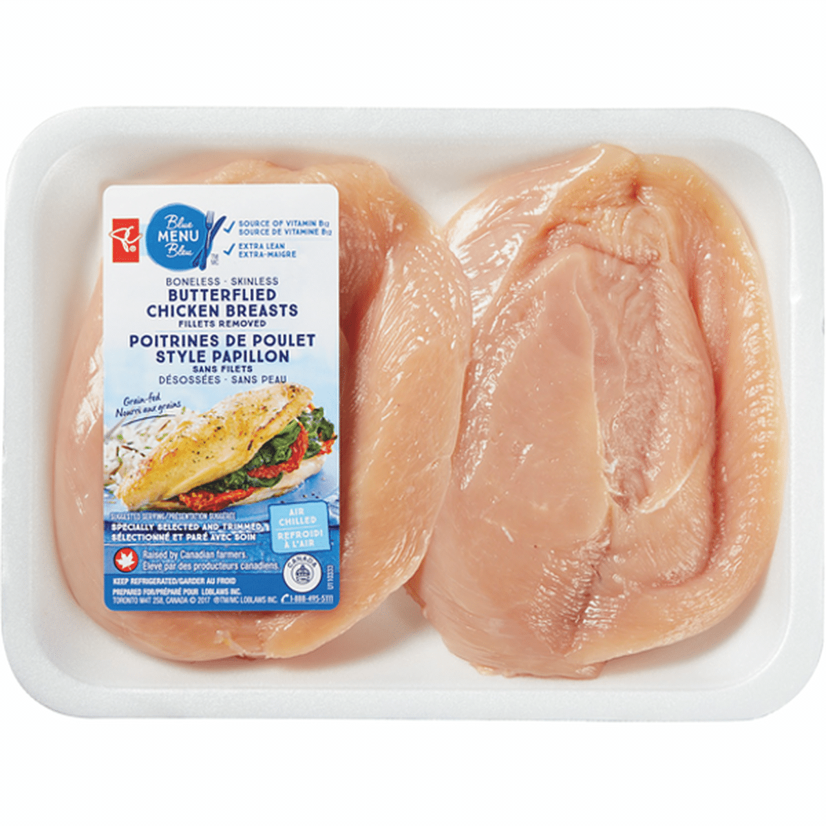 PC Blue Menu Boneless, Skinless Air Chilled Chicken Breast Cutlet (1 ...