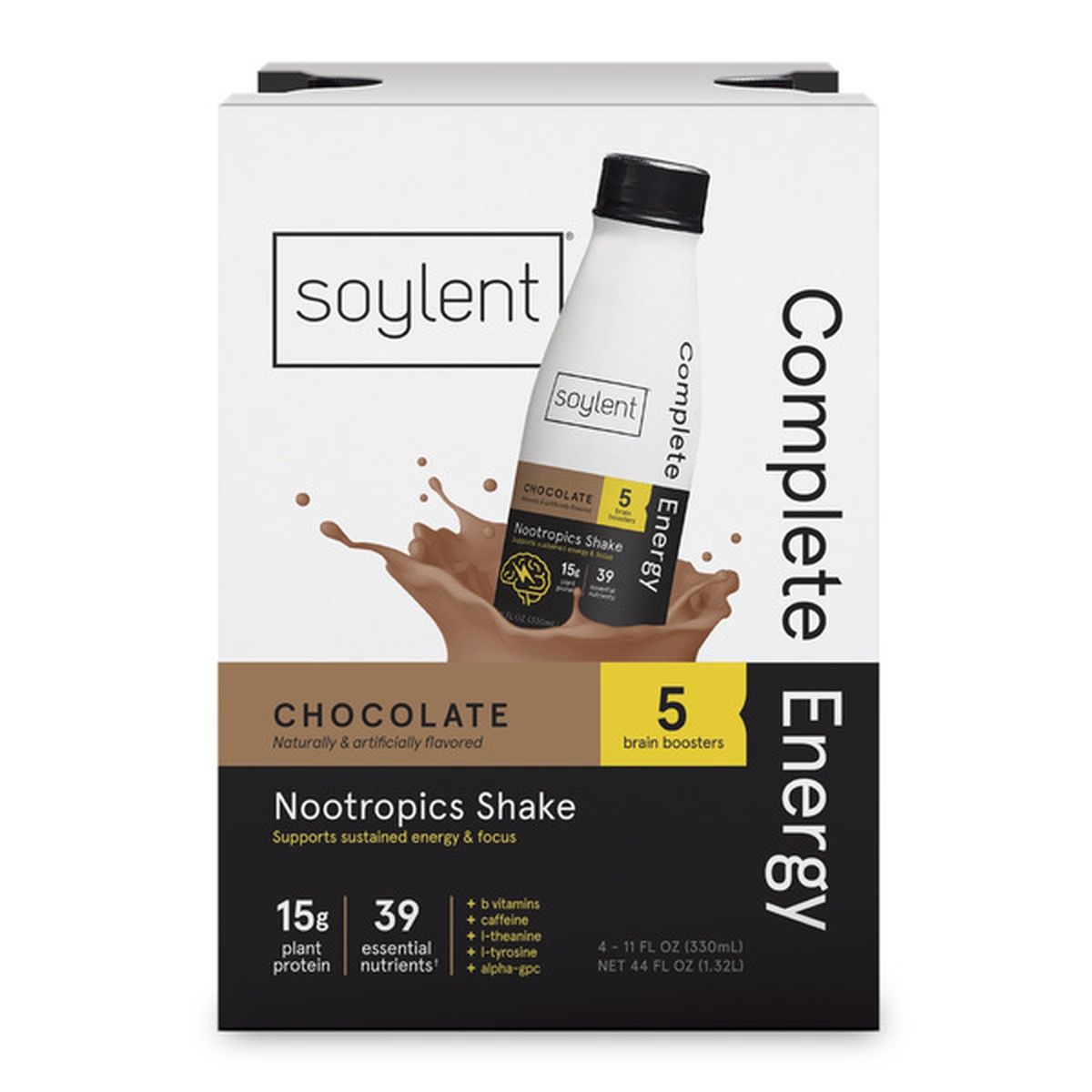 Soylent Complete Energy, Vegan Protein Nootropics Shake, Chocolate (11 ...