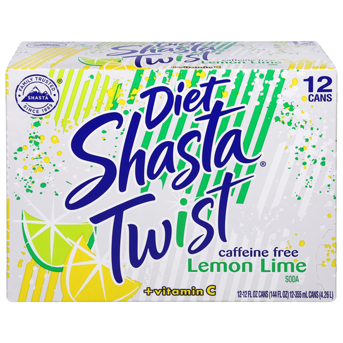 Shasta Soda, Caffeine Free, Diet, + Vitamin C, Lemon Lime (12 fl oz ...