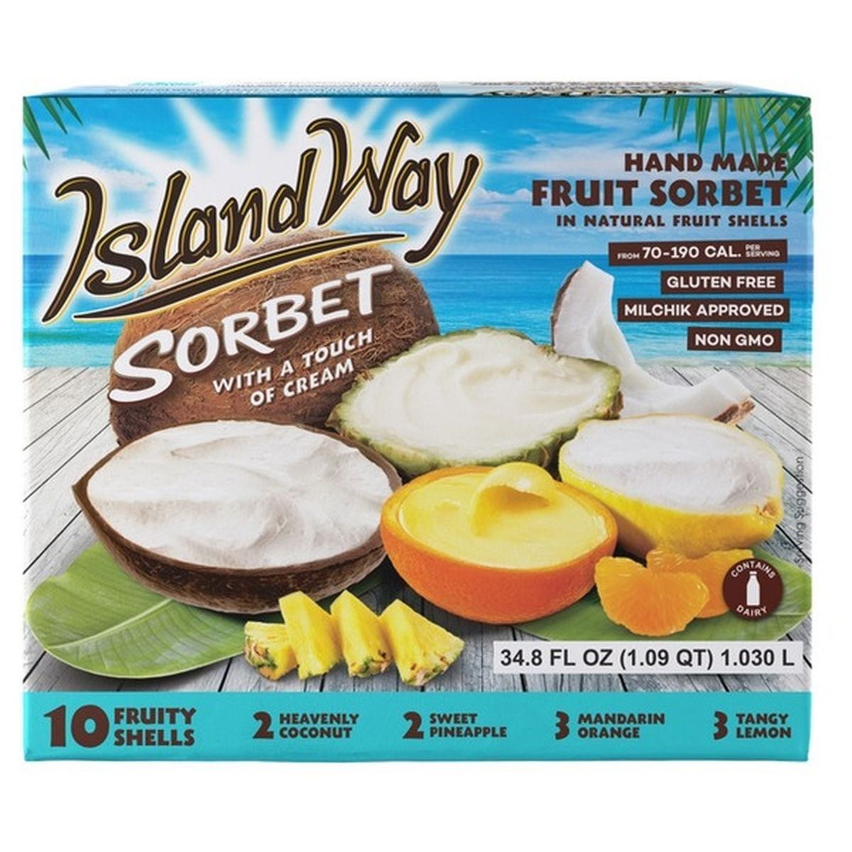 Island Way Sorbet Assorted Fruit Sorbets, Pineapple, Coconut, Orange ...