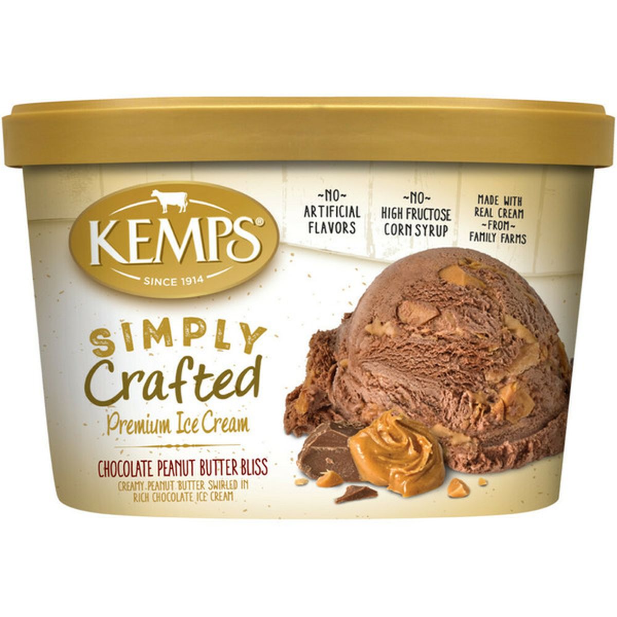 Kemps Simply Crafted Chocolate Peanut Butter Bliss Premium Ice Cream