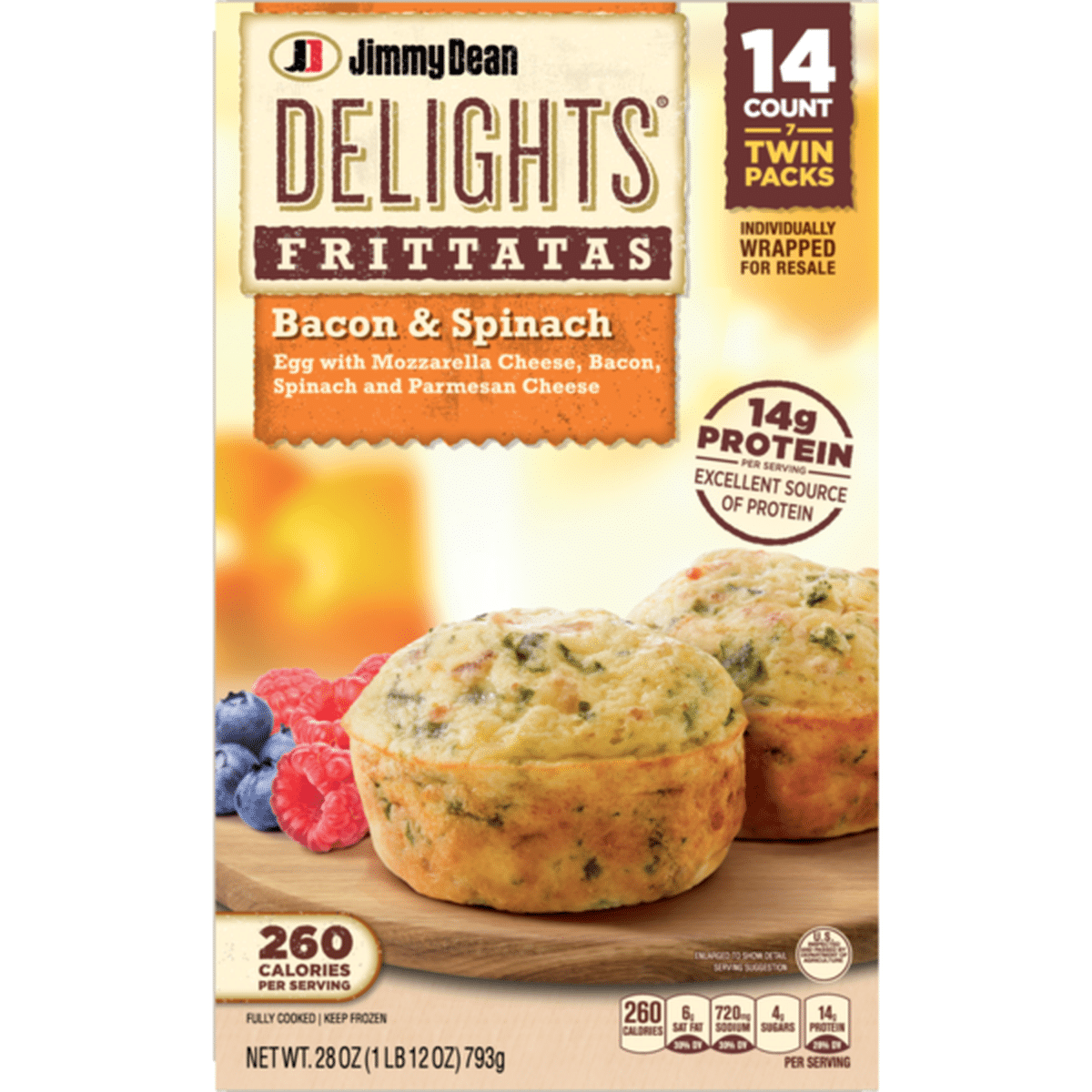 Jimmy Dean Delights Bacon and Spinach Frittatas, Frozen (28 oz ...