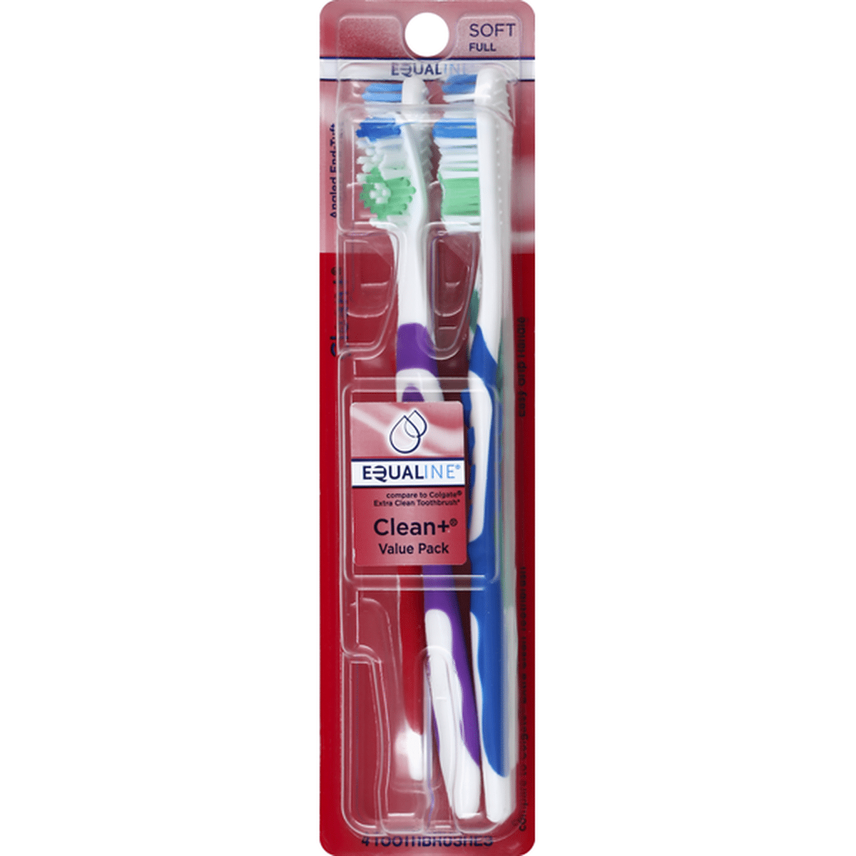 Equaline Toothbrush, Clean+, Soft, Full, Value Pack (4 each) Delivery ...