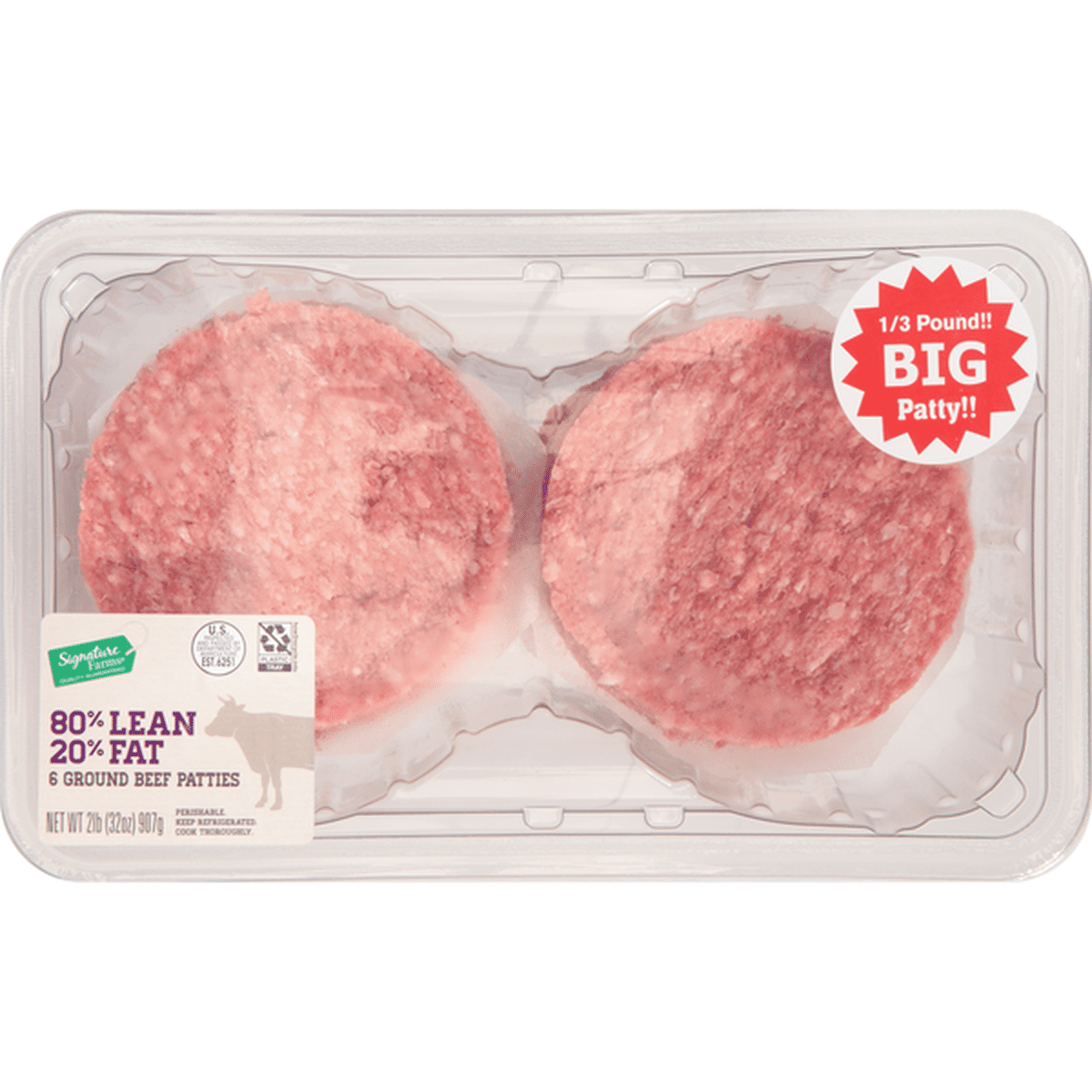 Signature Farms Ground Beef Patties, 80%/20% (6 each) Delivery or ...