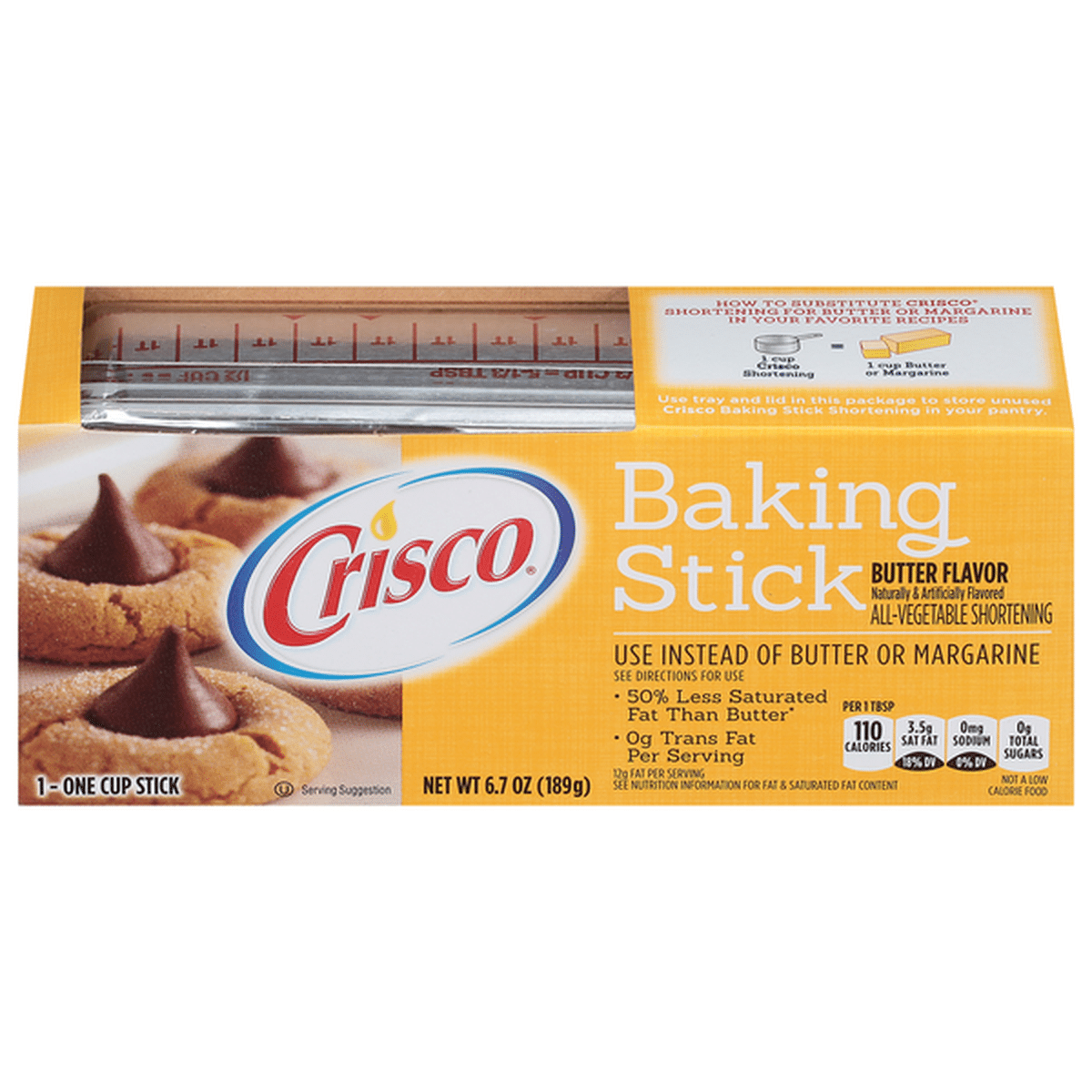 Crisco Baking Stick, Butter Flavor, AllVegetable Shortening (6.7 oz