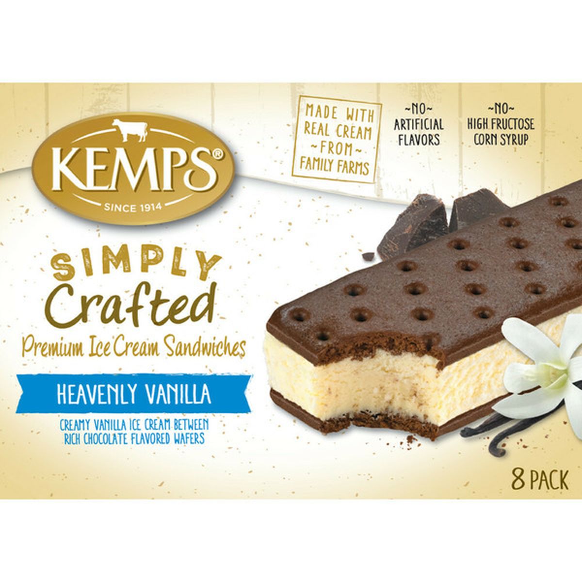 Kemps Simply Crafted Ice Cream Sandwiches Heavenly Vanilla Ct