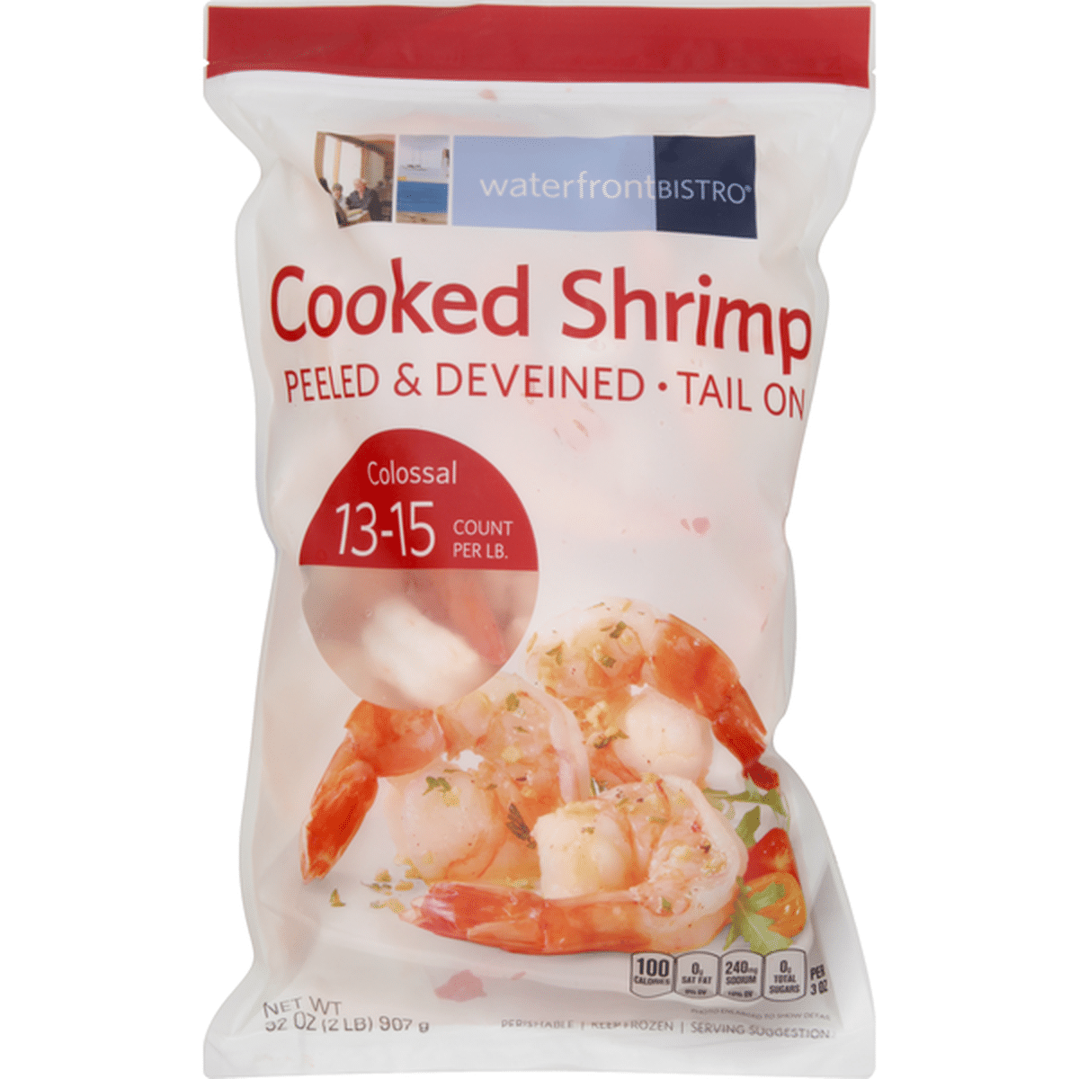 Waterfront Bistro Shrimp, Cooked, Peeled & Deveined. Tail On, Colossal (32  oz) Delivery or Pickup Near Me - Instacart