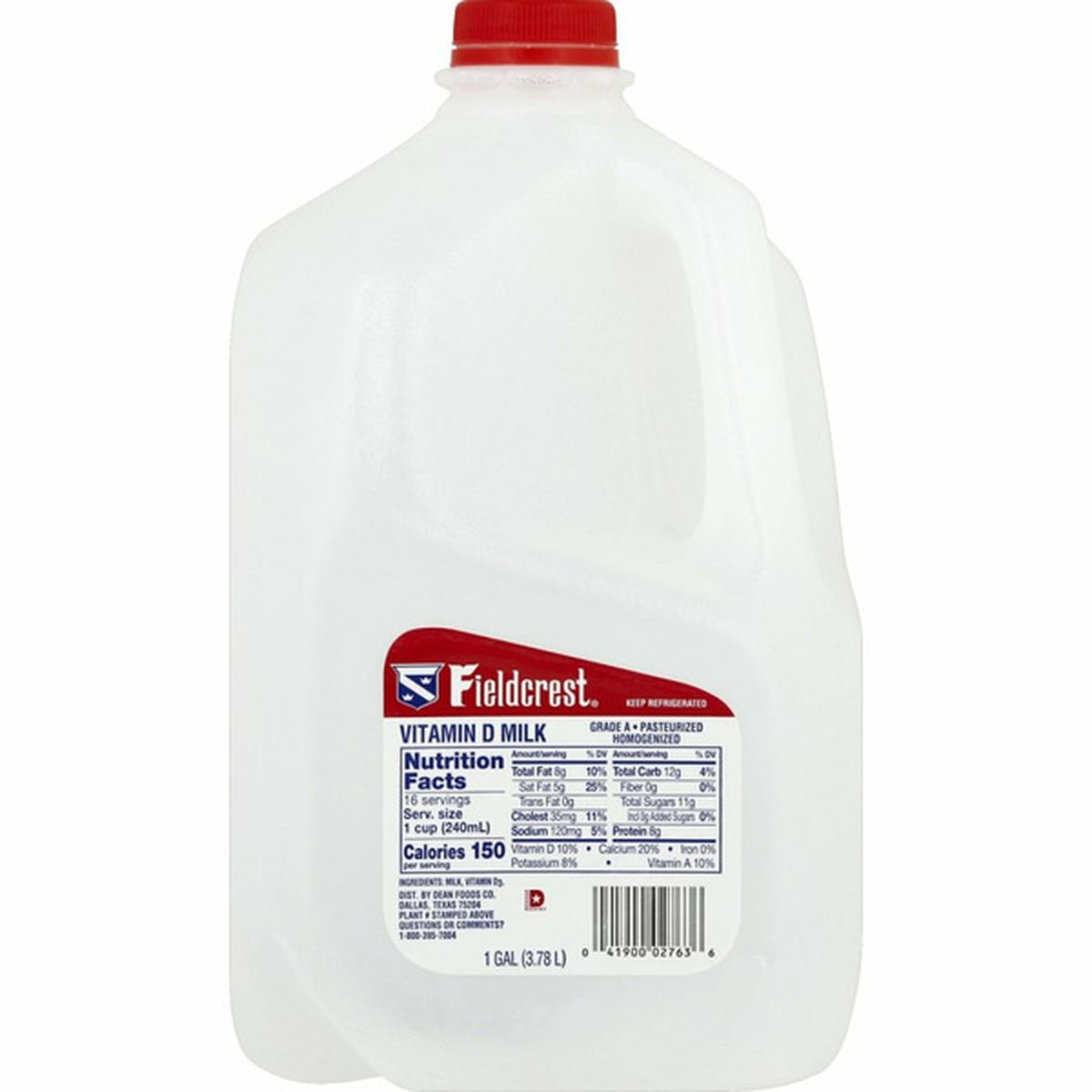 Fieldcrest Vitamin D Whole Milk Gallon 3 78L Plastic Jug 1 Gal