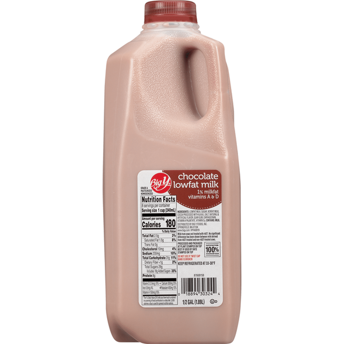 Big Y Milk, Lowfat, 1% Lowfat, Chocolate (0.5 gal) Delivery or Pickup ...