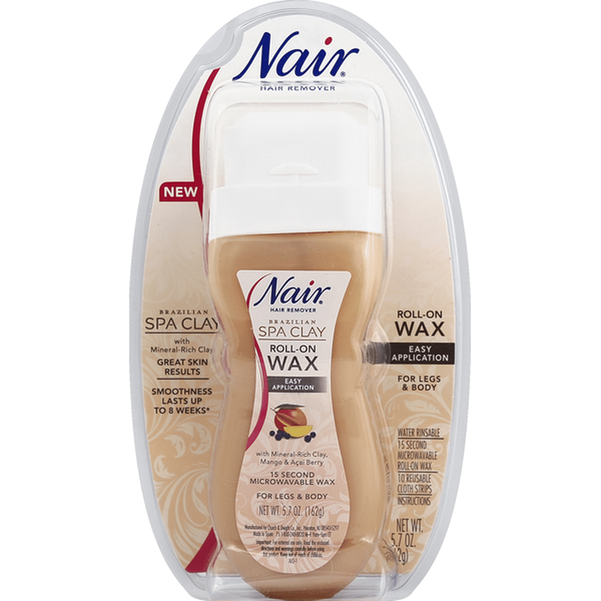 Nair Hair Remover Roll On Wax Mango Acai Berry 5.7 oz