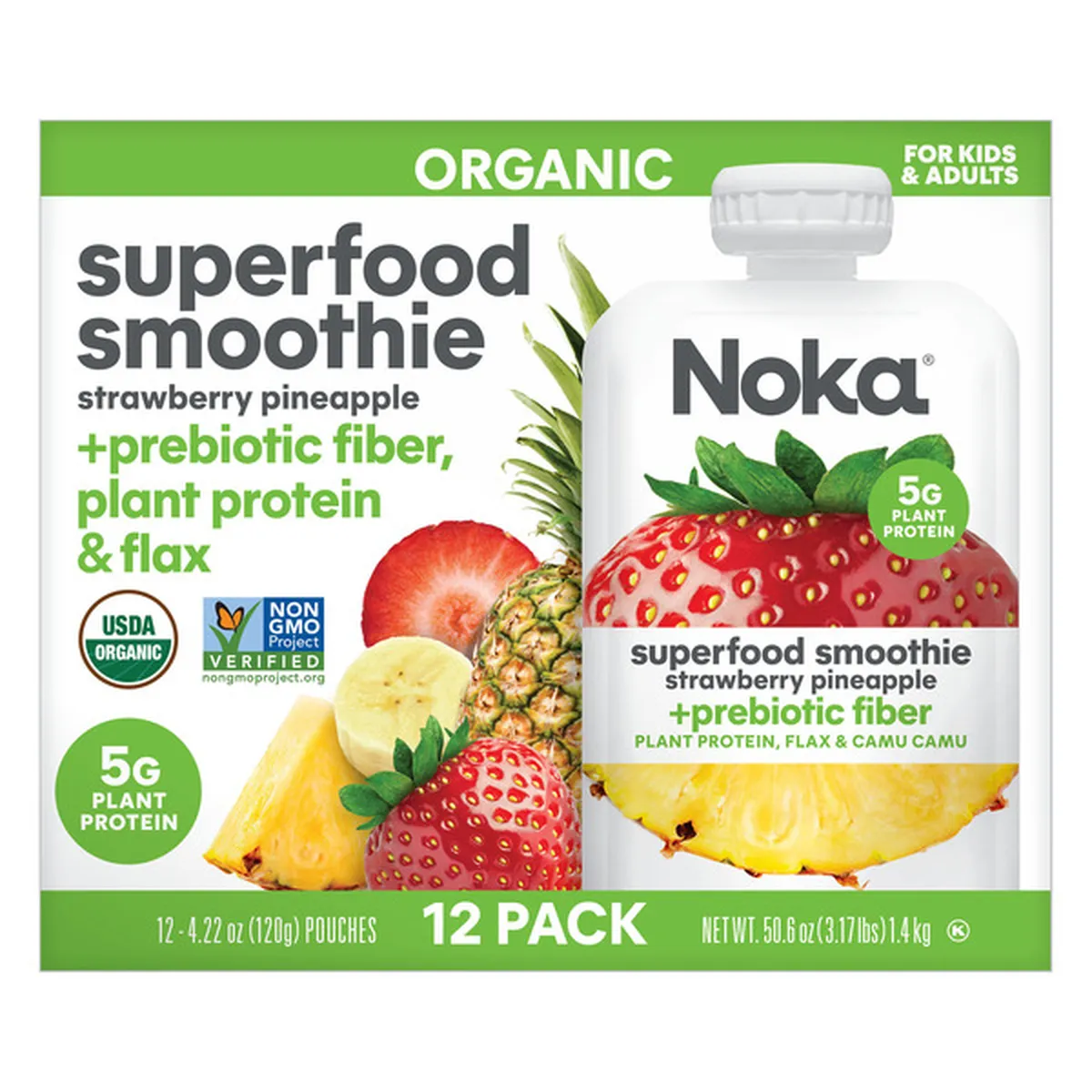 NOKA Organic Superfood Smoothies, Strawberry Pineapple (4.22 oz) Delivery  or Pickup Near Me - Instacart