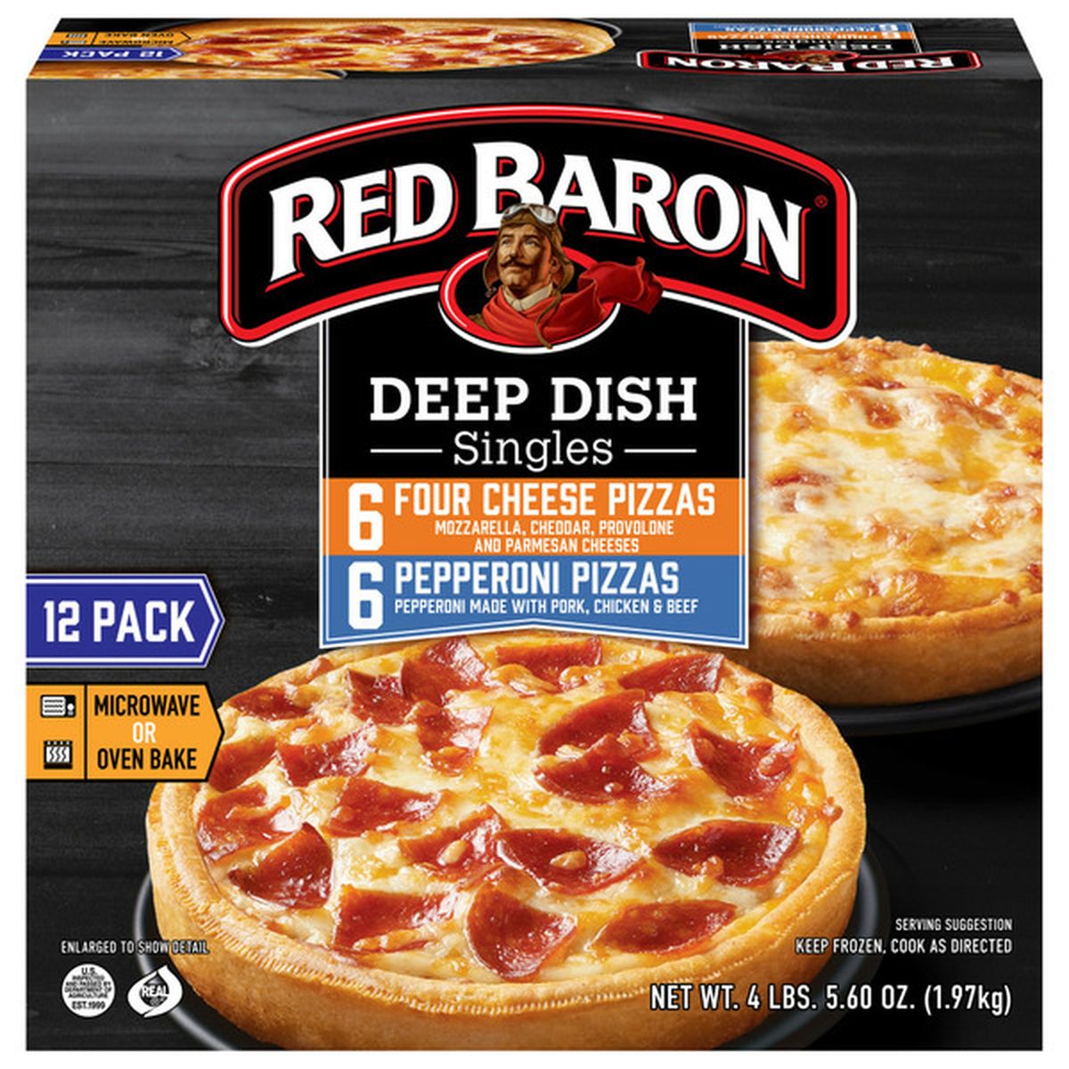 Red Baron Combo Pack Pepperoni & Four Cheese Deep Dish Singles Frozen ...