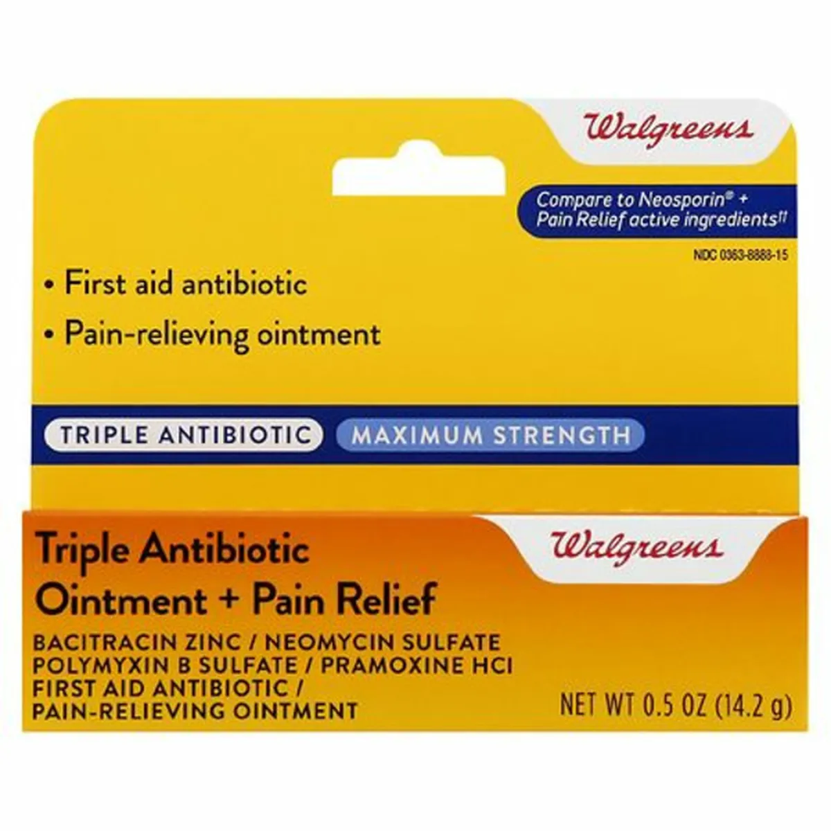 Walgreens Maximum Strength Triple Antibiotic Bacitracin Zinc / Neomycin ...