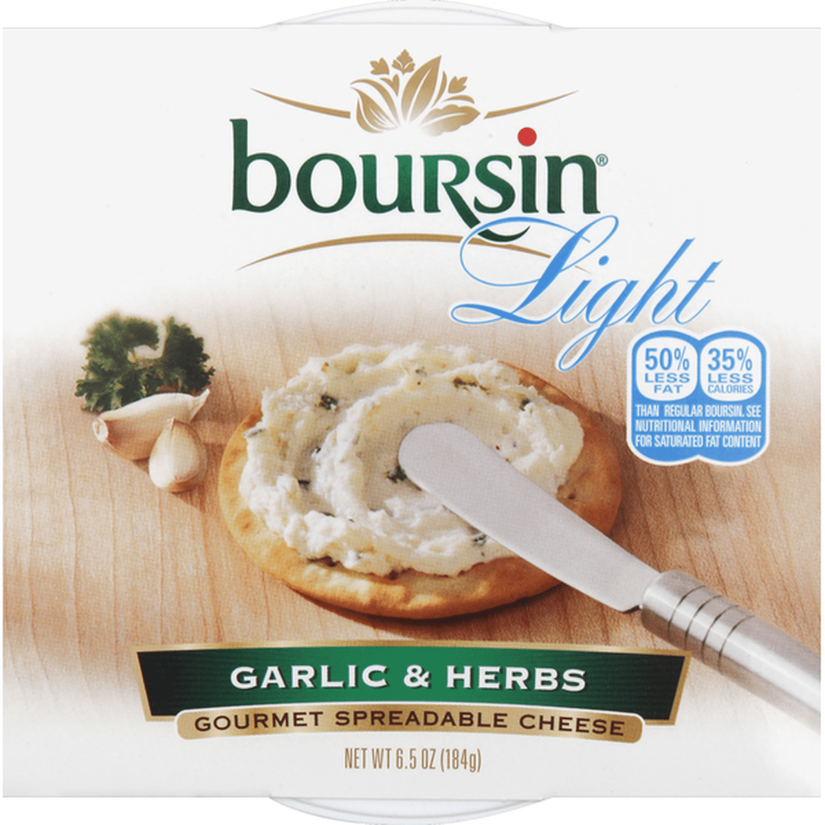 Boursin Spreadable Cheese Gourmet Garlic Herbs Light 6.5 oz