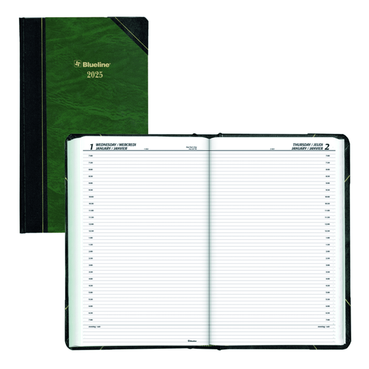 Blueline 2025 Traditional Daily Planner, 13.375 x 8 Inch - Marble Green ...