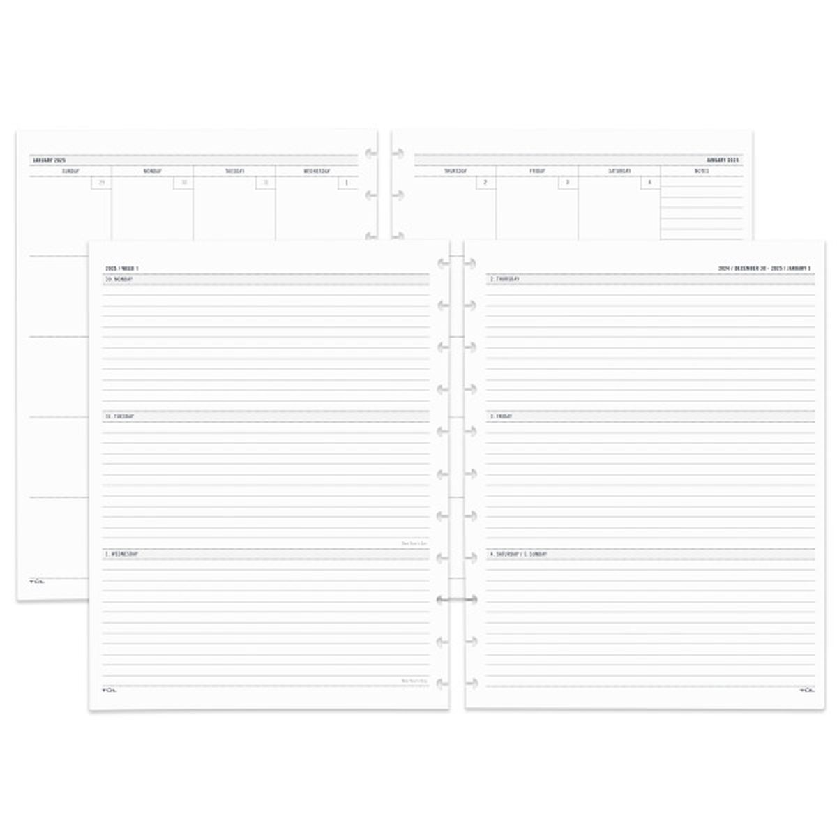 TUL 2025 January To December Letter Size Disc Bound Weekly & Monthly