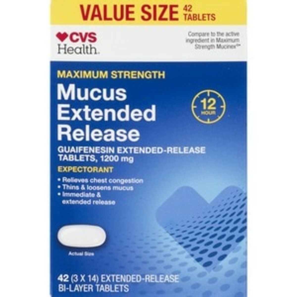 CVS Health Maximum Strength Mucus Guaifenesin 1200 Mg Extended-release ...