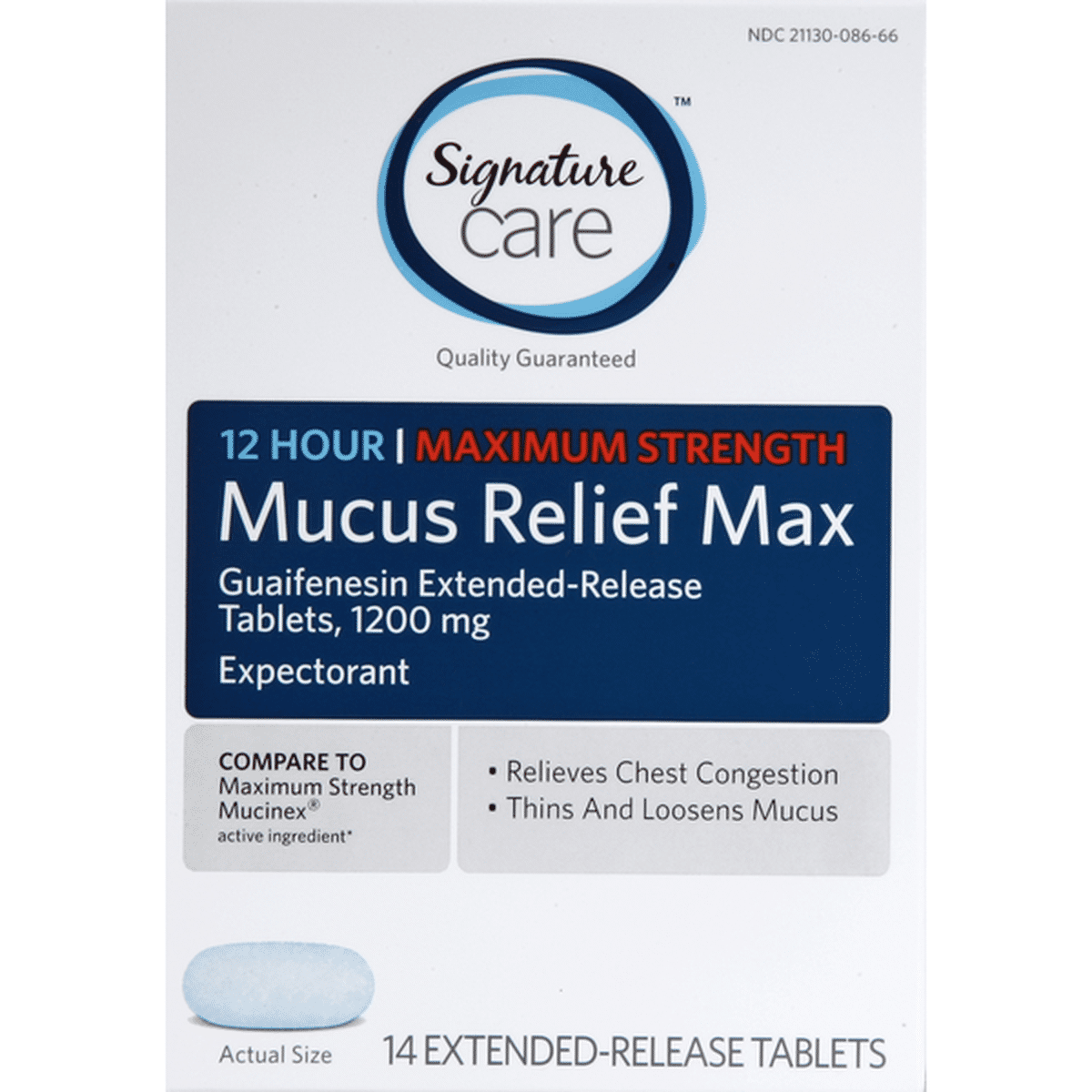 Signature Care Mucus Relief Maximum Strength 1200 Mg Extended Release Tablets 14 Each