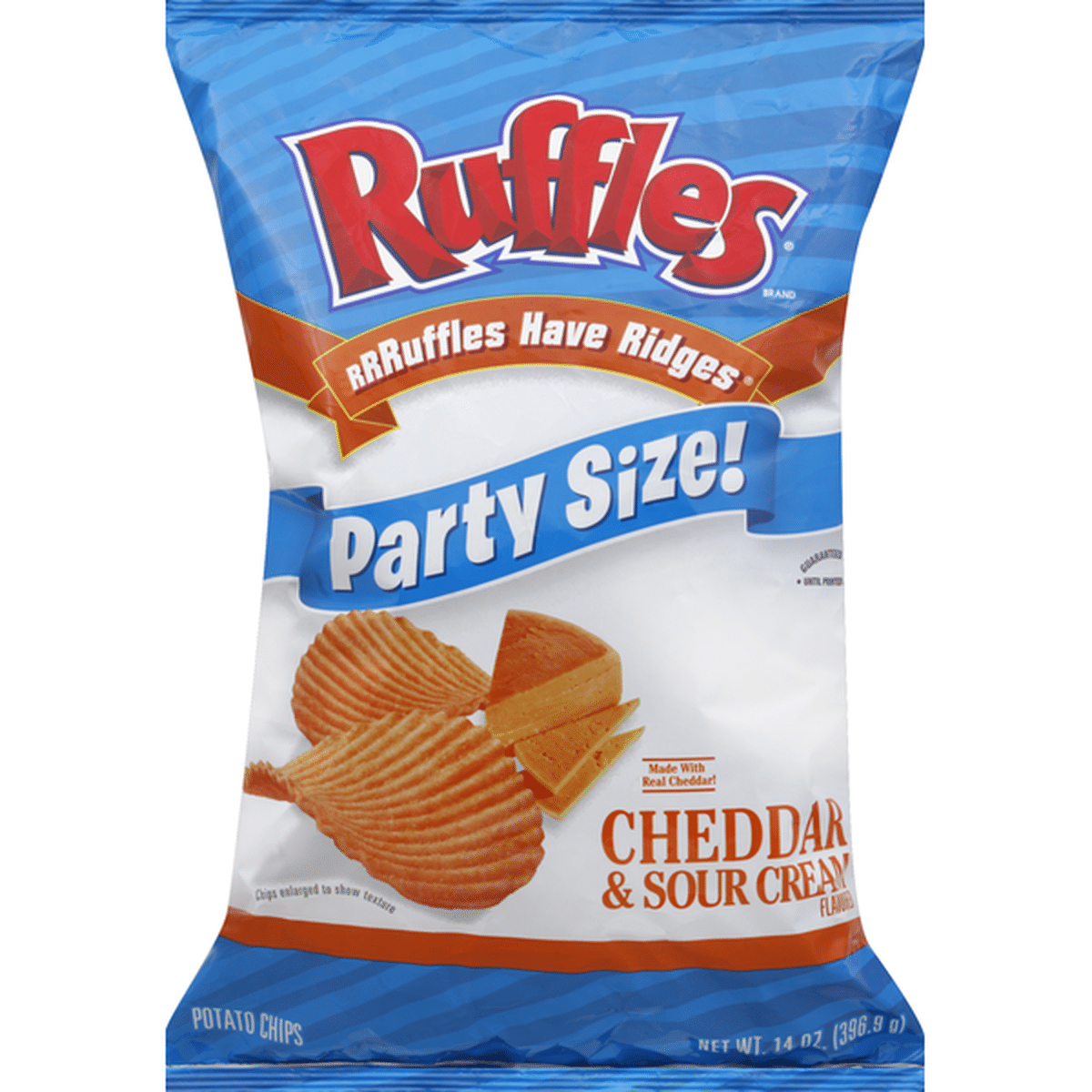 Ruffles Potato Chips, Cheddar & Sour Cream, Party Size! (14 oz ...