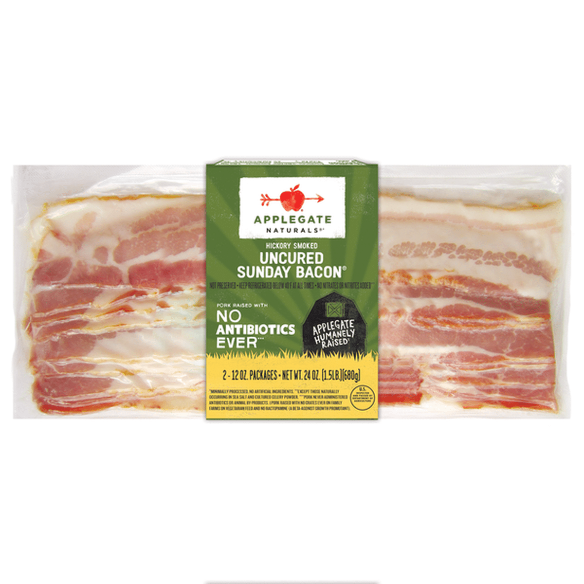 Applegate Natural Hickory Smoked Uncured Sunday Bacon 12 Oz Delivery