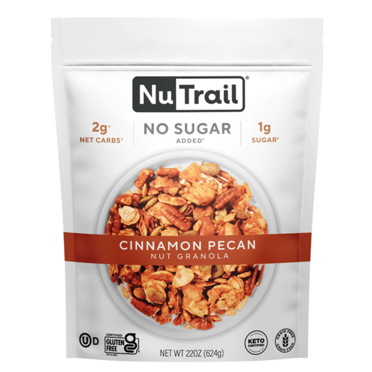 NuTrail Cinnamon Pecan Nut Granola, No Sugar Added, Keto (22 oz ...