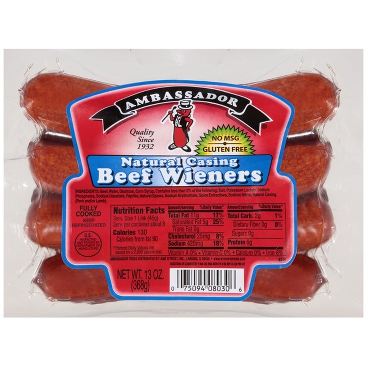 Land Ofrost Natural Casing Beef Wieners Oz Delivery Or Pickup