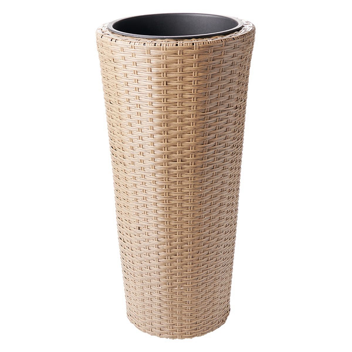 Belavi Round Tall Rattan Planter - Beige