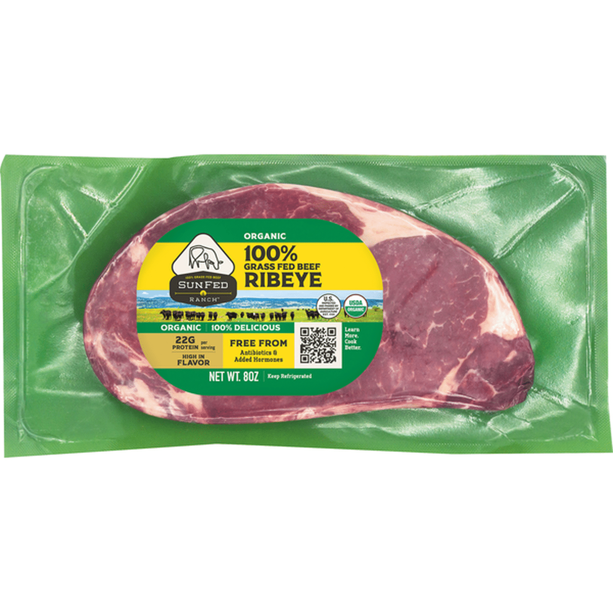 SunFed Ranch 100 Grass Fed Organic Beef Ribeye 8 Oz Delivery Or