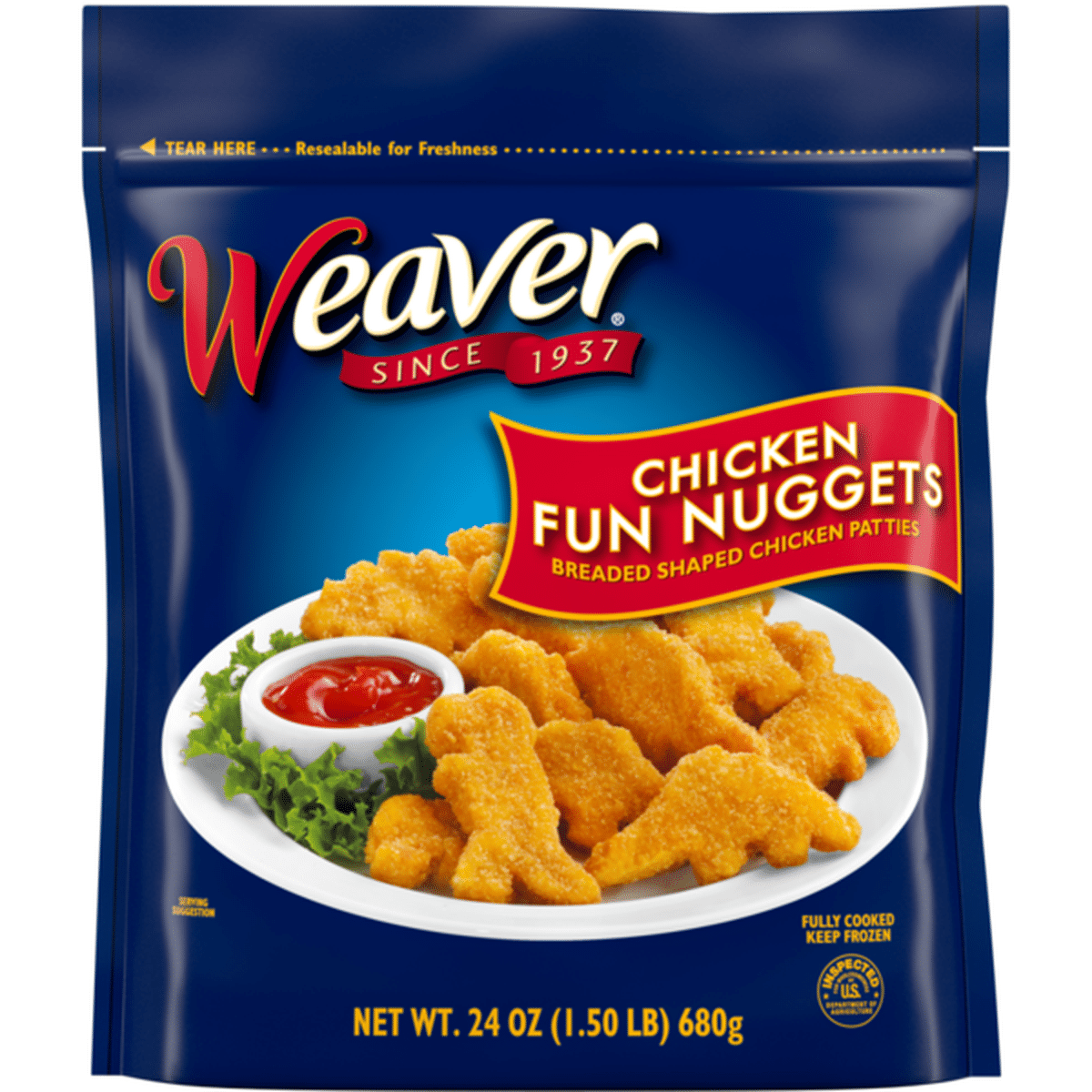 Weaver Fully Cooked Chicken Breast Fun Nuggets, 1.5 lb. (Frozen) (24 oz ...