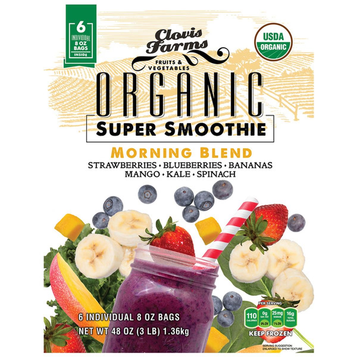 Clovis Farms Organic Morning Blend Super Smoothie (8 oz) Delivery or Pickup  Near Me - Instacart