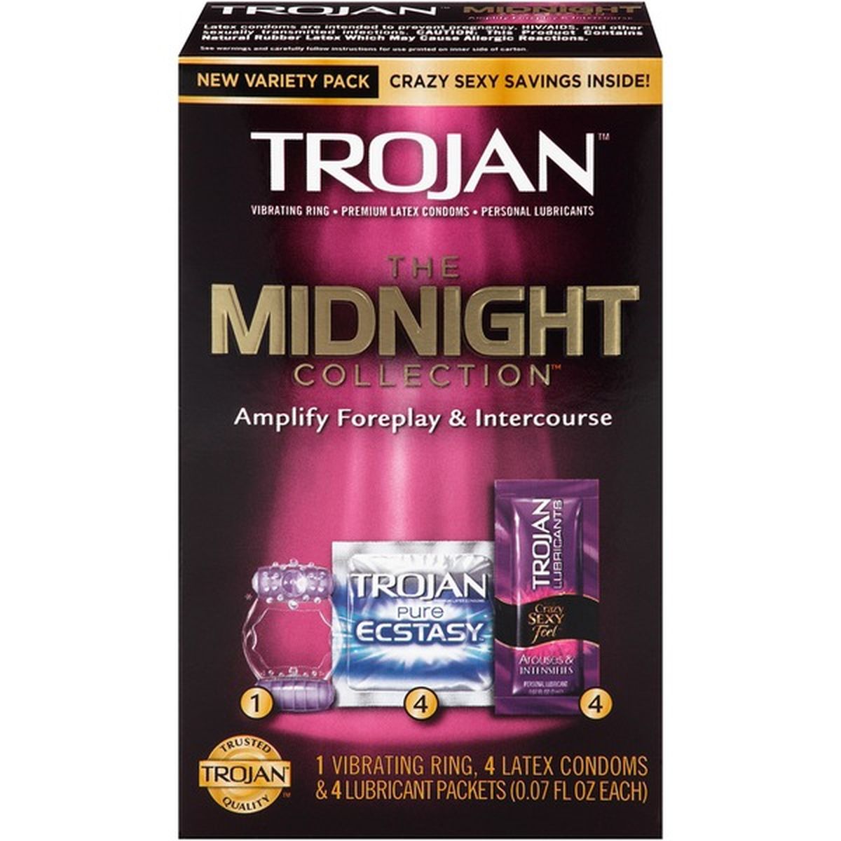 Trojan Vibrating Ring Condoms & Lubricant Packets Midnight Collection  (each) Delivery or Pickup Near Me - Instacart