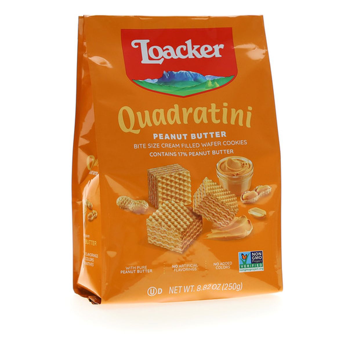 Loacker Quadratini Peanut Butter Non Gmo Bite Size Wafer Cookie