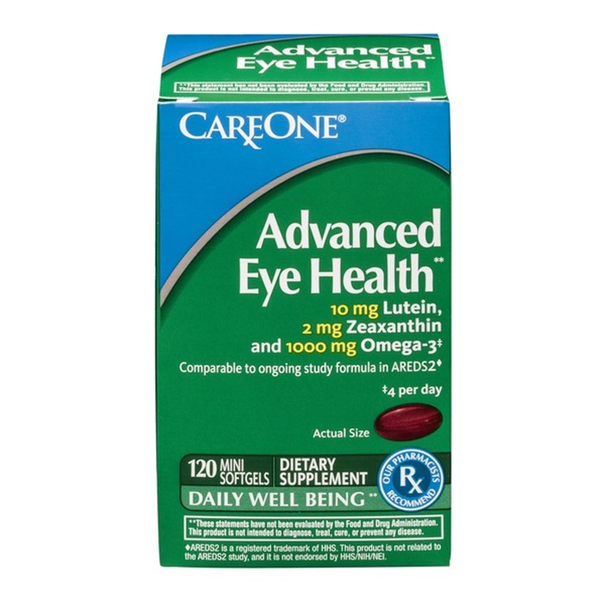 CareOne Advanced Eye Health Dietary Supplement Mini Softgels Daily Well ...