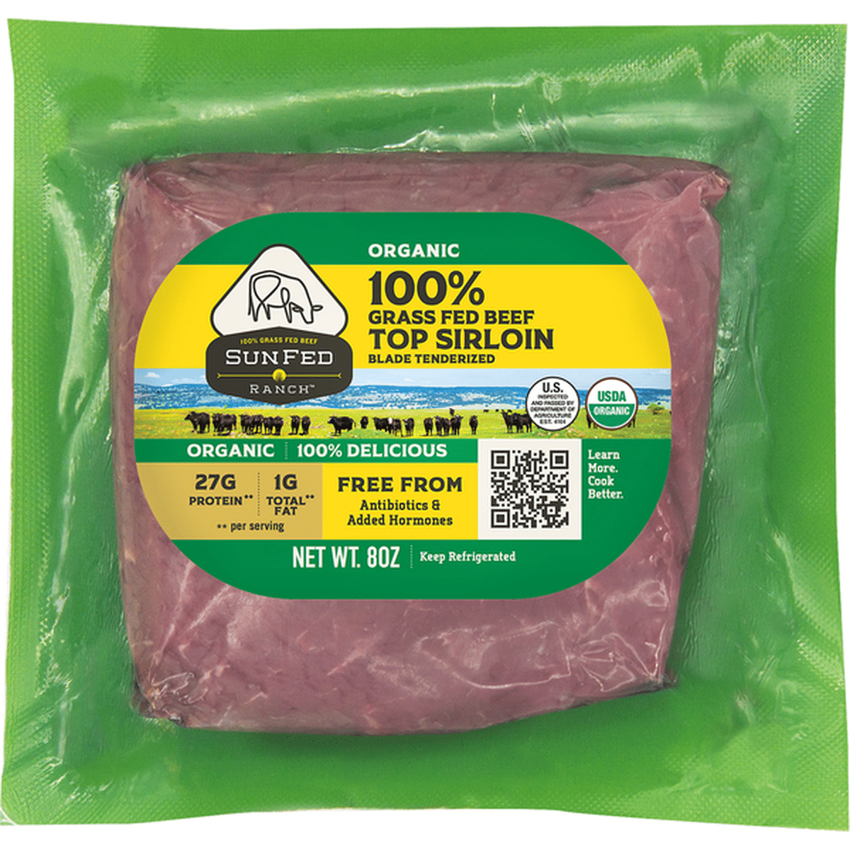 SunFed Ranch Organic Grass Fed Beef Top Sirloin 8 Oz Delivery Or