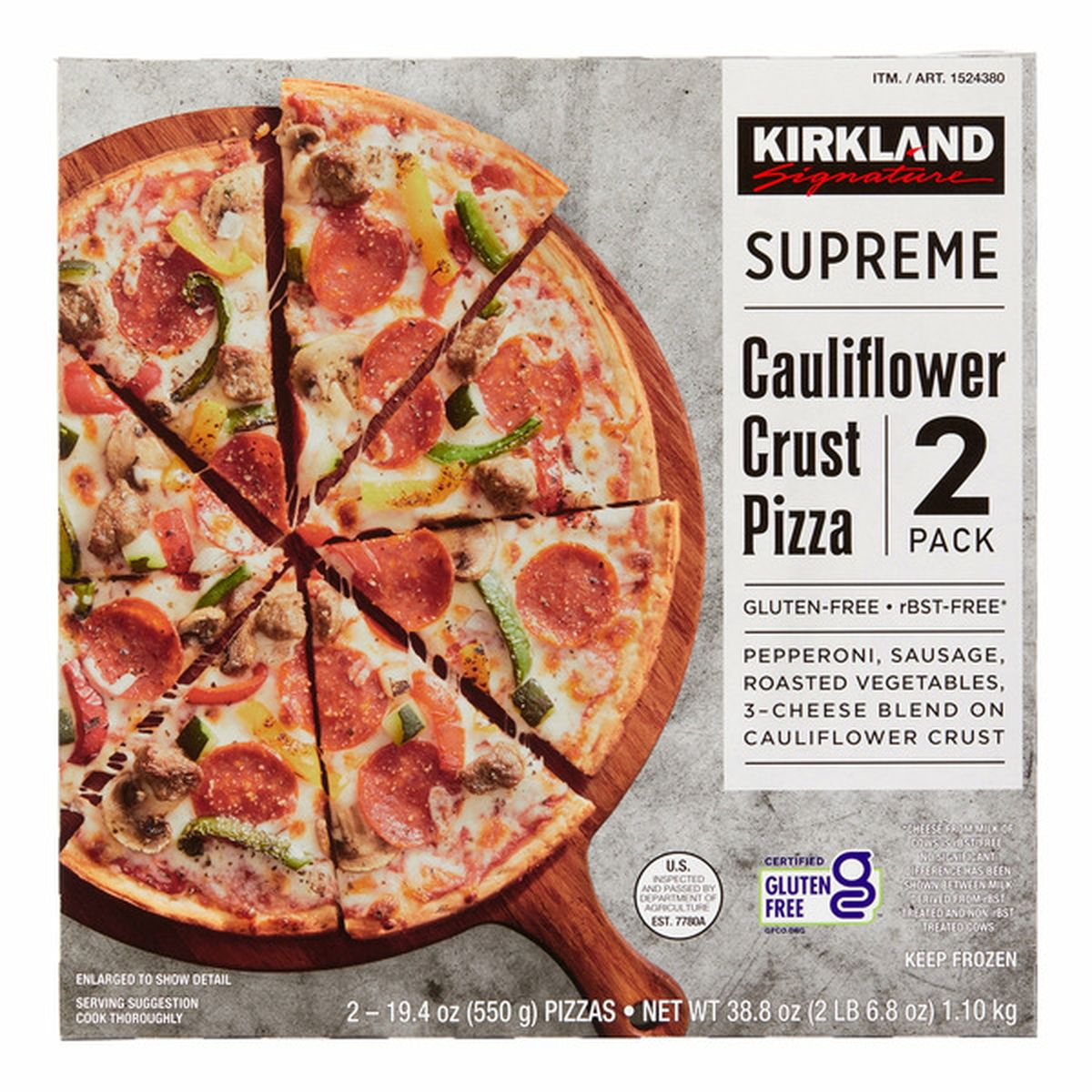 Kirkland Signature Supreme Pepperoni, Sausage, Roasted Vegetables, 3-cheese  Blend On Cauliflower Crust Pizza (38.8 oz) Delivery or Pickup Near Me -  Instacart