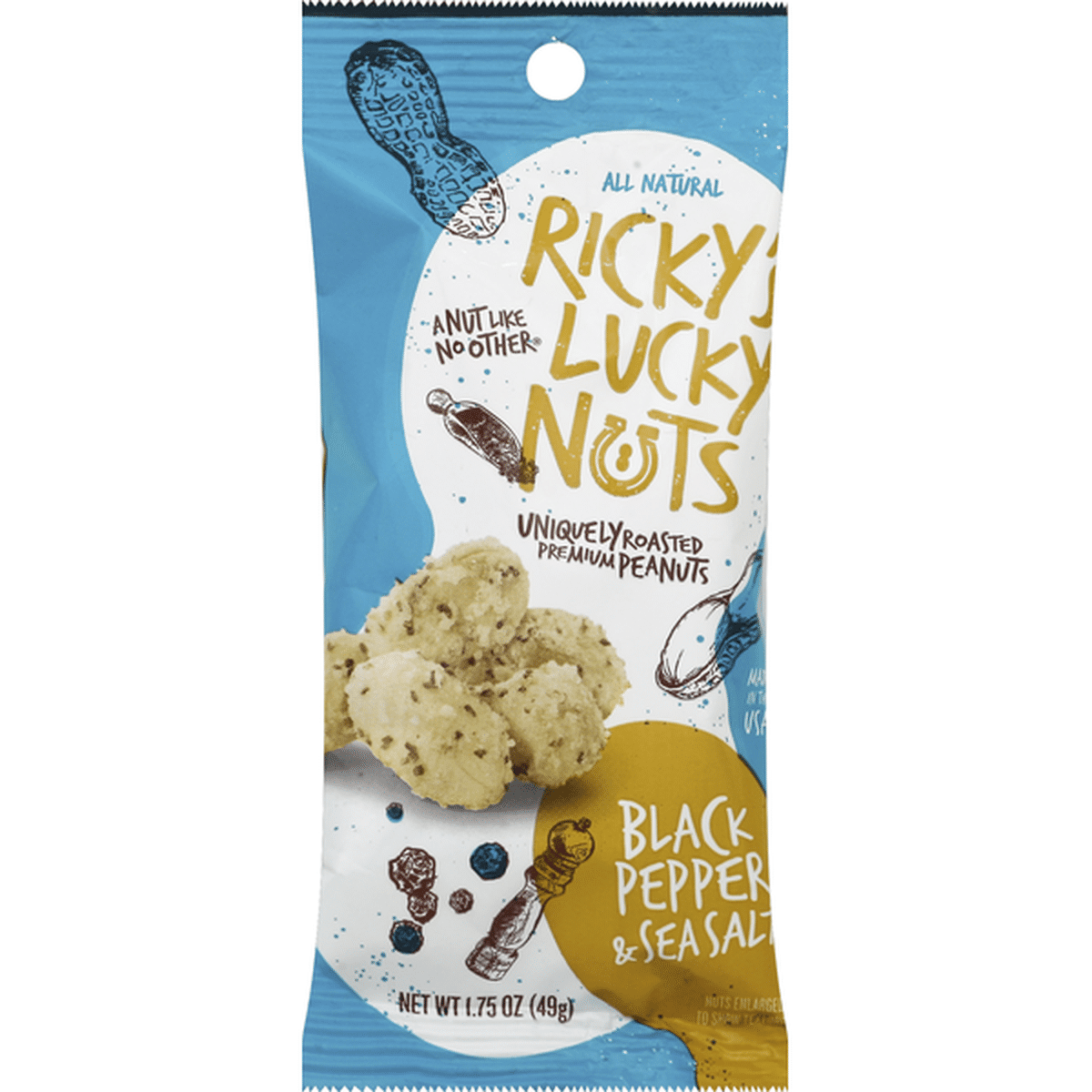 Rickys Lucky Nuts Peanuts, Black Pepper & Sea Salt (1.75 oz) Delivery or  Pickup Near Me - Instacart