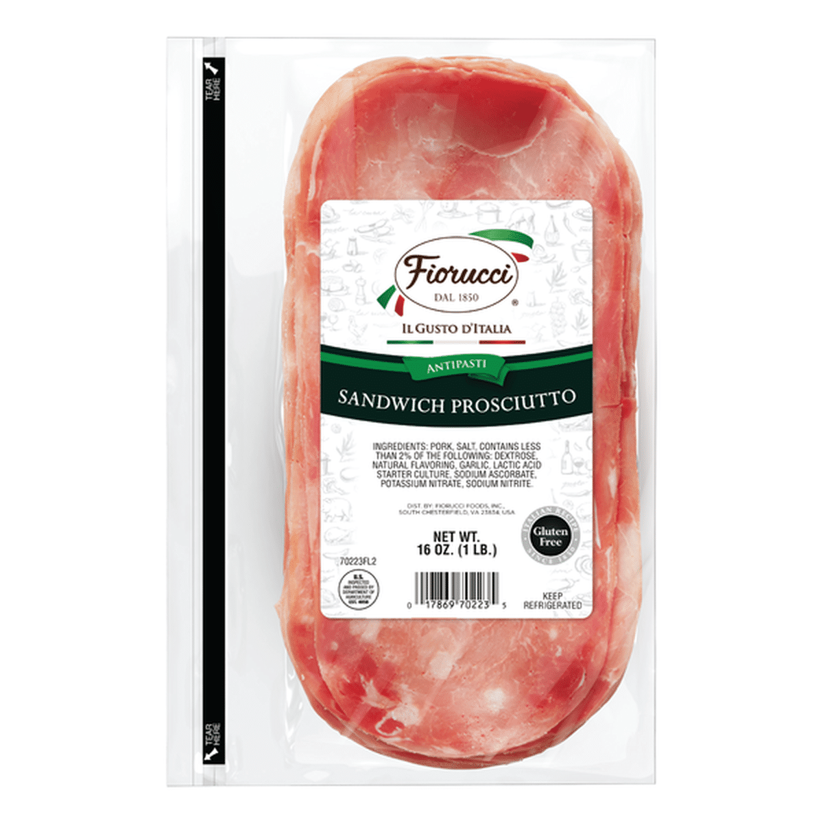 Fiorucci Pre-Sliced Colosseum Sandwich Style Prosciutto, Resealable ...