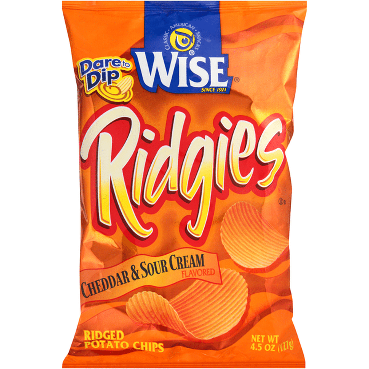 Wise Ridgies Cheddar & Sour Cream Ridged Potato Chips (4.5 oz) Delivery ...