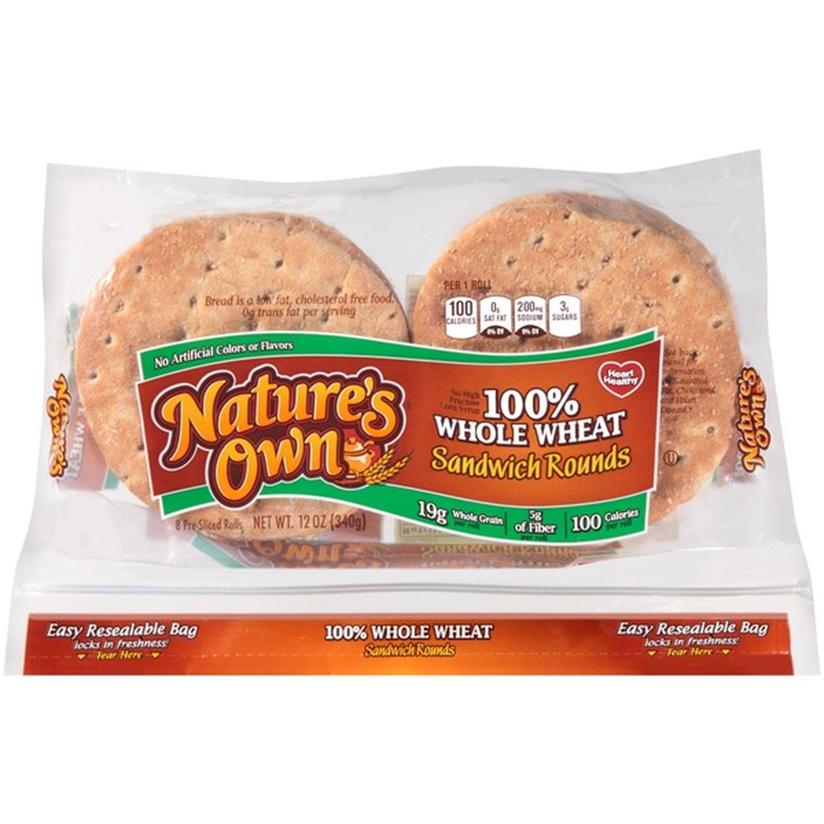 Nature's Own 100% Whole Wheat Sandwich Rounds (12 oz) Delivery or Pickup  Near Me - Instacart