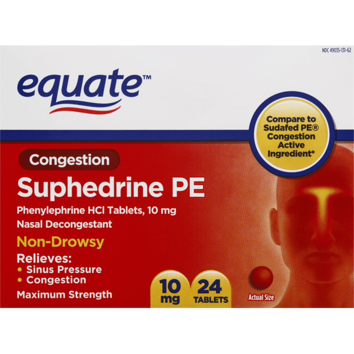 Equate Suphedrine Pe Maximum Strength Mg Tablets Each