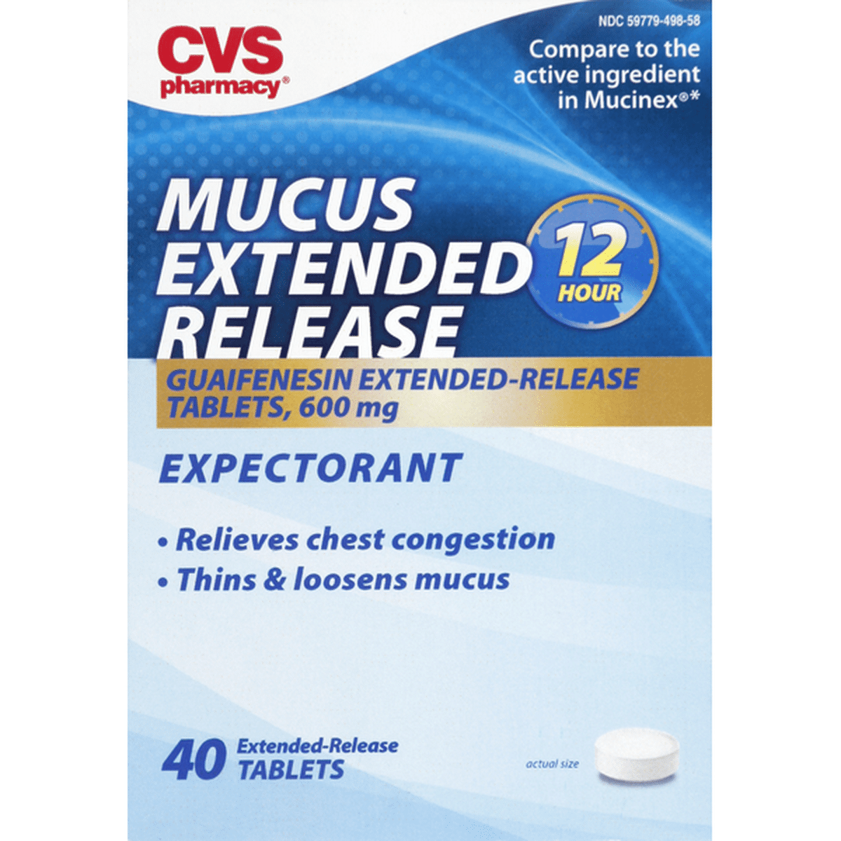 CVS Pharmacy Mucus Extended Release, 600 mg, Extended-Release Tablets ...